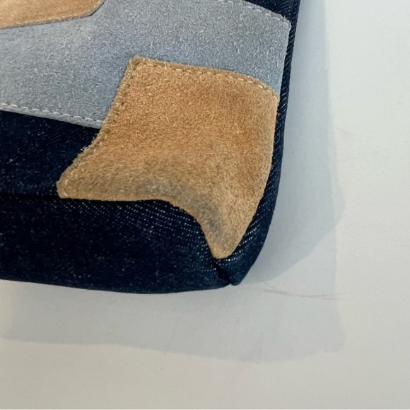Vintage Shoulder Bag Denim Suede Patchwork Gen Z Hippie Boho 90’s Retro Funky - Picture 6 of 10